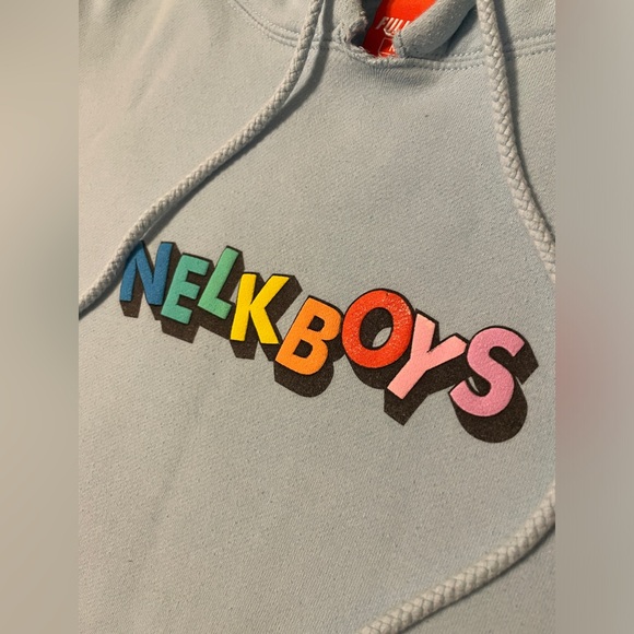 Full Send NELKBOYS May 2021 Drop Light Blue Letter Spellout Puff Logo Hoodie M - Picture 3 of 7